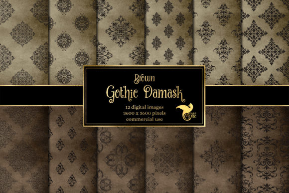 Brown Gothic Damask Digital Paper: A Textural Foundation for Authentic Rustic-Chic Design