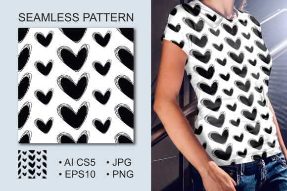 Cute Doodle Seamless Pattern. Heart