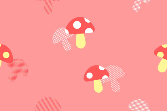 Cute Mushroom and Polka Dot Seamless Fabric Pattern