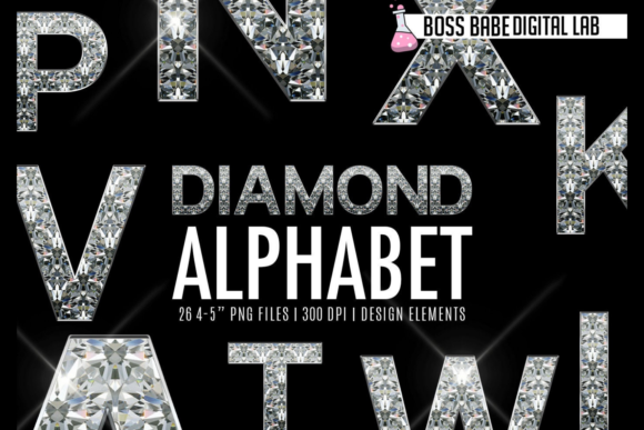 Diamond Alphabet Clipart: Glitter-Free Glam for Social Media and Design Projects