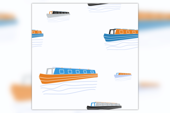 Flat Style Narrow Boat Seamless Pattern