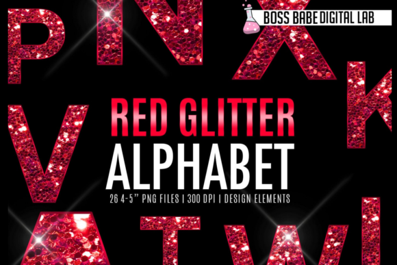 Red Glitter Alphabet Clipart for a Sparkling Social Media Presence